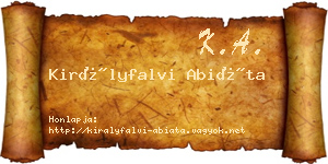 Királyfalvi Abiáta névjegykártya